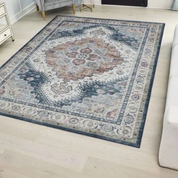 Nwt Wyatt & Ash Washable Indoor Area Rug – Geraldine Pattern new - Picture 1 of 8